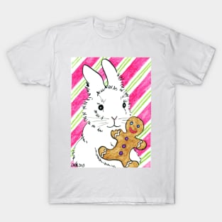 2013 Holiday ATC 5 - Bunny with Gingerbread Man T-Shirt